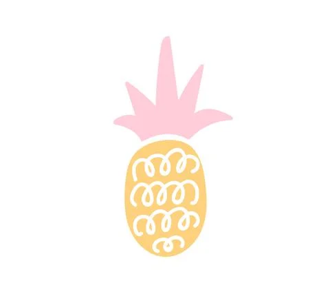 Cute creative pink doodle pineapple. Scandinavian stylish printable with hand Stock Illustration