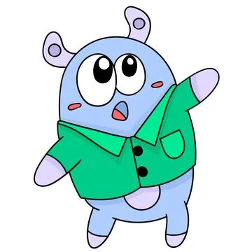 A cute creature with a gawked expression in awe, doodle icon image Stock Illustration
