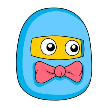 Cute creature is hiding inside the blue helmet, doodle icon image kawaii イラスト素材