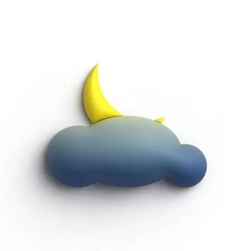 Cute crescent moon and cloud night halloween 3d illustration Stock Illustration