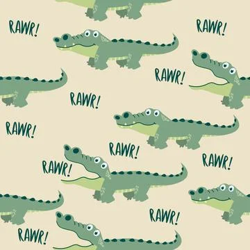 Cute crocodile  animals seamless pattern Stock Illustration