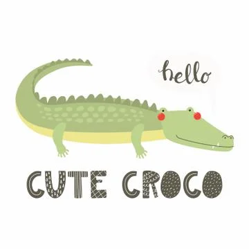 Cute crocodile card Illustrazione stock