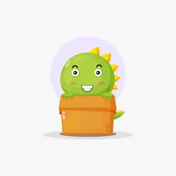 Cute crocodile character in the box Stock Illustration