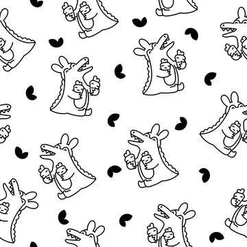 Cute crocodile character engaged. Coloring Page. Illustrazione stock