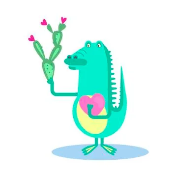 Cute crocodile with heart Stock Illustration