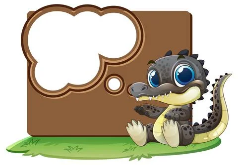 Cute Crocodile with Speech Bubble Stock Illustration