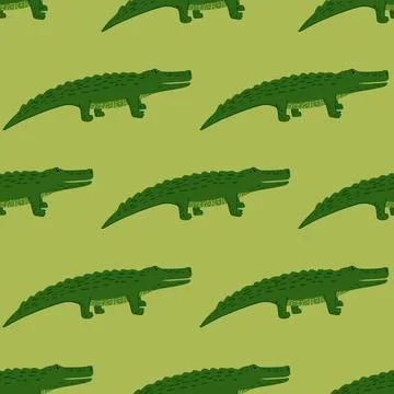 Cute crocodiles seamless pattern.Funny animals background. Stock Illustration