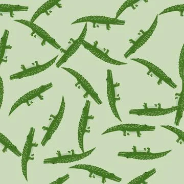 Cute crocodiles seamless pattern.Funny animals background. Stock Illustration