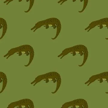 Cute crocodiles seamless pattern.Funny animals background. Stock Illustration