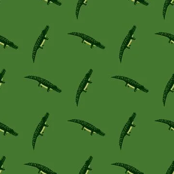Cute crocodiles seamless pattern.Funny animals background. Illustrazione stock