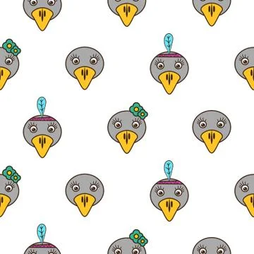 Cute crow seamless baby pattern Stock Illustration