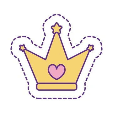 Cute crown patch line and fill style icon vector design Illustrazione stock