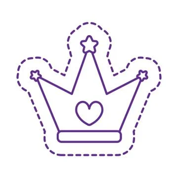 Cute crown patch line style icon vector design Illustrazione stock