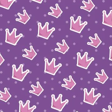 Cute crown queen pattern background 스톡 일러스트