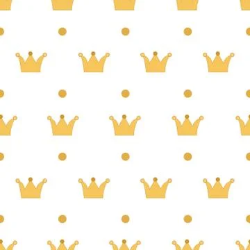 Cute Crown Seamless Pattern Vector Stock Illustration