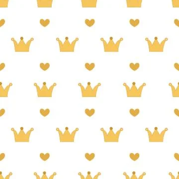 Cute Crown Seamless Pattern Vector Stock Illustration