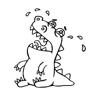 Cute crying dragon. Vector illustration. Stock Illustration