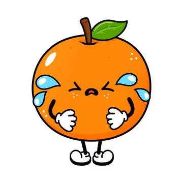 Cute Crying Mandarin Orange Character Stock Illustration