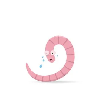 Cute crying worm with tears 库存插图