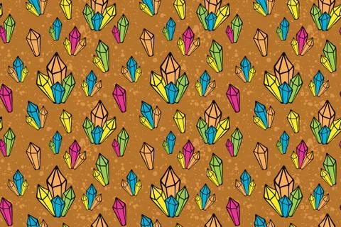 Cute crystal vector seamless pattern Stock Illustration