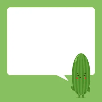 Cute Cucumber with Speech Bubbles Stock Illustration