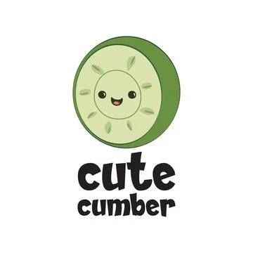 Cute cumber Slice of a cucumber with a funny quote Vector illustration Stock Illustration