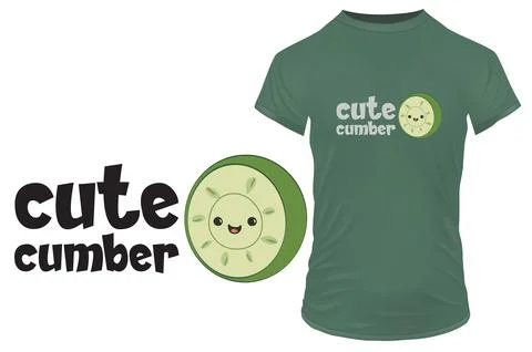 Cute cumber Slice of a cucumber with a funny quote Vector illustration Stock-Illustration