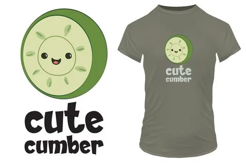 Cute cumber Slice of a cucumber with a funny quote Vector illustration Stock Illustration
