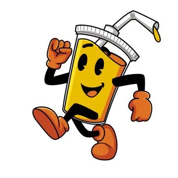 Cute Cup Character, Retro Mascot Character Stock Illustration