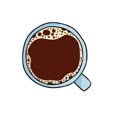 Cute cup of coffee or tea. Hand drawn cartoon style image Stock Illustration