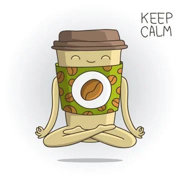 Cute cup of coffee. Yoga Stock Illustration