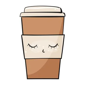 Cute cup of hot coffee. Vector illustration. Stock Illustration