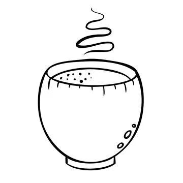 Cute cup of hot drink. Vector illustration in doodle style Stock Illustration