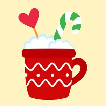 Cute cup with lollipops. Christmas vector illustration Stock Illustration