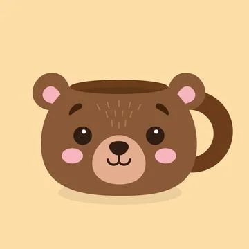 Cute cup in the shape of bear's head. Vector illustration Illustrazione stock