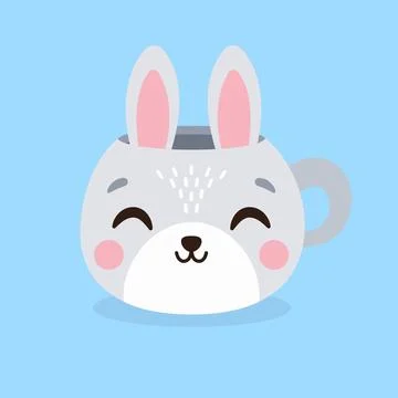 Cute cup in the shape of bunny's head. Vector illustration Stock Illustration