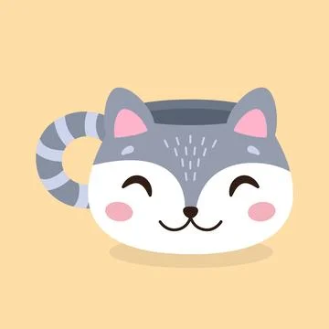 Cute cup in the shape of cat's head. Vector illustration Stock Illustration