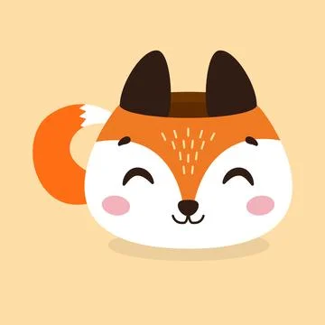 Cute cup in the shape of fox head. Vector illustration Illustrazione stock