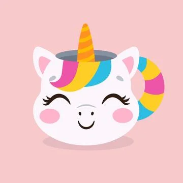 Cute cup in the shape of unicorn head. Vector illustration. Illustrazione stock