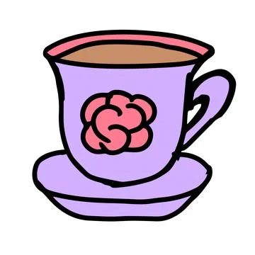 Cute cup of tea. Doodle vector illustration Stock Illustration