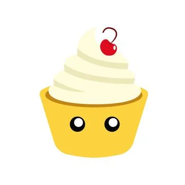 Cute cupcake with cherry topping. Vector Stock Illustration