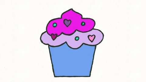 Cute Cupcake Doodle Animation Stock Footage 338000239