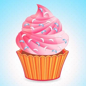 Cute cupcake on a gradient background Stock Illustration