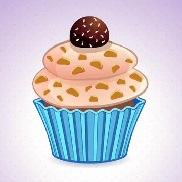 Cute cupcake on a gradient background Stock Illustration