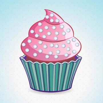 Cute cupcake on a gradient background Stock Illustration