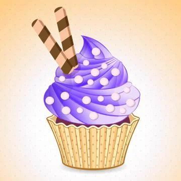 Cute cupcake on a gradient background Stock Illustration
