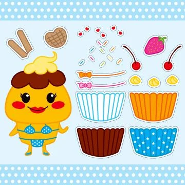 Cute Cupcake Paper Doll Stock Illustration