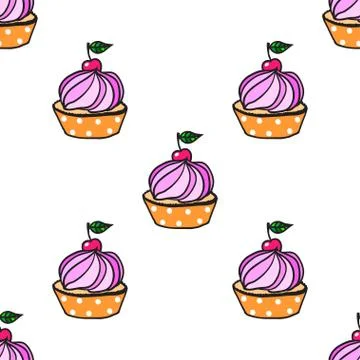 Cute cupcake seamless pattern Illustrazione stock
