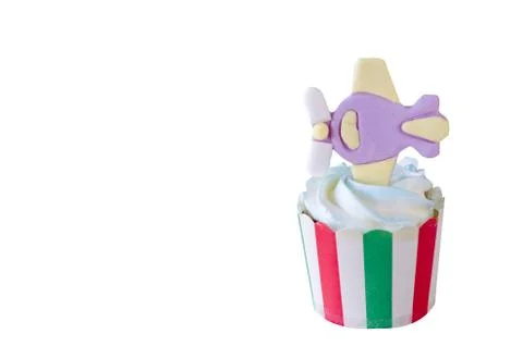 Cute Cupcake On White Background Table. Stock Photos