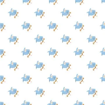 Cute cupid cat character holding bow and heart arrow seamless pattern イラスト素材